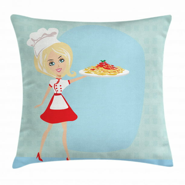 Cooking Spoon Chef Love Cooking Throw Pillow 18x18 Multicolor 
